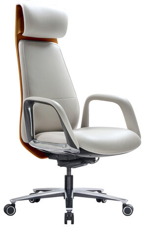 Кресло HAWASAN PREMIUM EX-820, синхромеханизм, слайдер, экокожа, белое/коричневое, 533237