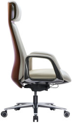 Кресло HAWASAN PREMIUM EX-820, синхромеханизм, слайдер, экокожа, белое/коричневое, 533237