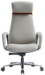 Кресло HAWASAN PREMIUM EX-820, синхромеханизм, слайдер, экокожа, белое/коричневое, 533237