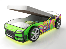 Кровать-машина Турбо Зеленая с подъемным матрасом