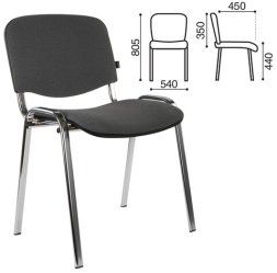 Стул для персонала и посетителей BRABIX &quot;Iso CF-001&quot;, хромированный каркас, ткань серая с черным, 531420