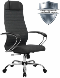 Кресло офисное МЕТТА &quot;К-27&quot; хром, ткань, сиденье и спинка мягкие, серое