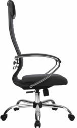 Кресло офисное МЕТТА &quot;К-27&quot; хром, ткань, сиденье и спинка мягкие, серое