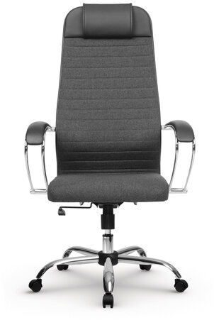 Кресло офисное МЕТТА &quot;К-27&quot; хром, ткань, сиденье и спинка мягкие, серое