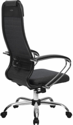 Кресло офисное МЕТТА &quot;К-27&quot; хром, ткань, сиденье и спинка мягкие, серое