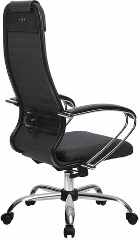 Кресло офисное МЕТТА &quot;К-27&quot; хром, ткань, сиденье и спинка мягкие, серое