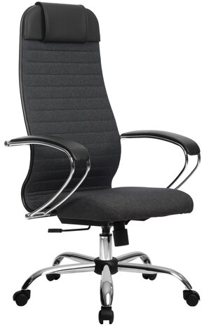 Кресло офисное МЕТТА &quot;К-27&quot; хром, ткань, сиденье и спинка мягкие, серое