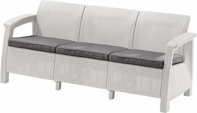 Диван садовый из ротанга Корфу Макс (Corfu love seat max) белый