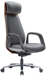 Кресло HAWASAN PREMIUM EX-820, синхромеханизм, слайдер, экокожа, графит/коричневое, 533238