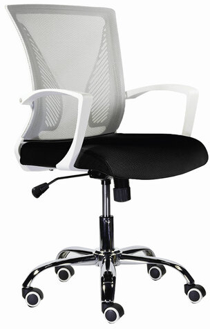 Кресло BRABIX &quot;Wings MG-306&quot;, пластик белый, хром, сетка, серое/черное, 532010