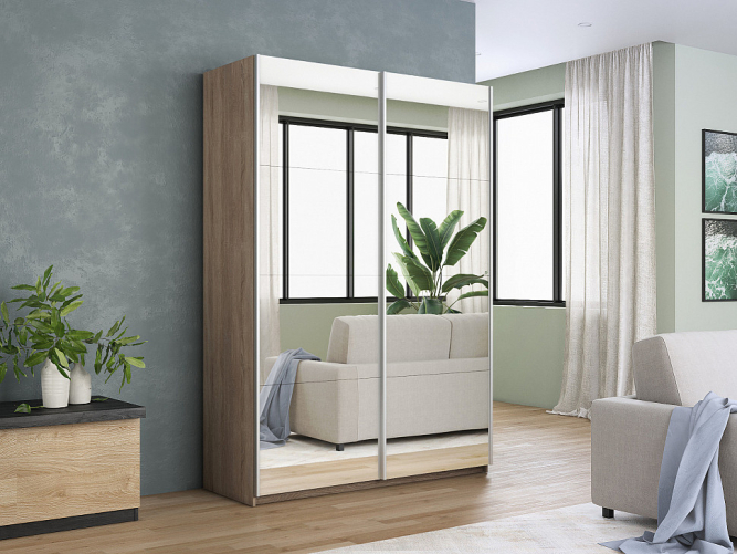 Шкаф-купе Прайм 2-х дверный (Зеркало) Сонома