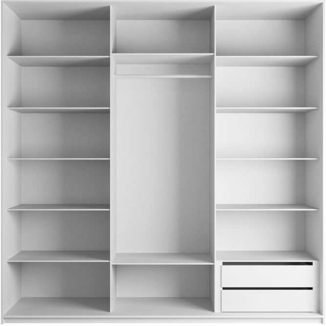 Шкаф-купе Эста 3-х дверный (Стекло черное, Стекло Диско черный) Белый снег