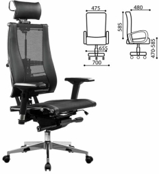 Кресло МЕТТА &quot;YOGA&quot; Y 4DT B2-14D, адаптивная спинка, 3D-подголовник, сверхпрочная сетка, черное