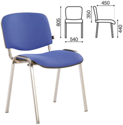 Стул для персонала и посетителей BRABIX &quot;Iso CF-001&quot;, хромированный каркас, ткань синяя с черным, 531422