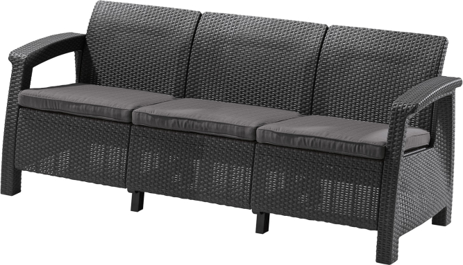 Диван садовый из ротанга Корфу Макс (Corfu love seat max) графит