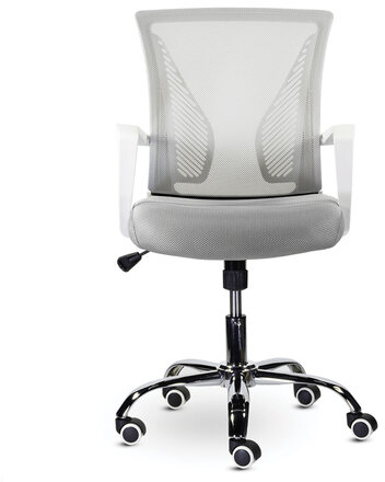Кресло BRABIX &quot;Wings MG-306&quot;, пластик белый, хром, сетка, серое, 532012