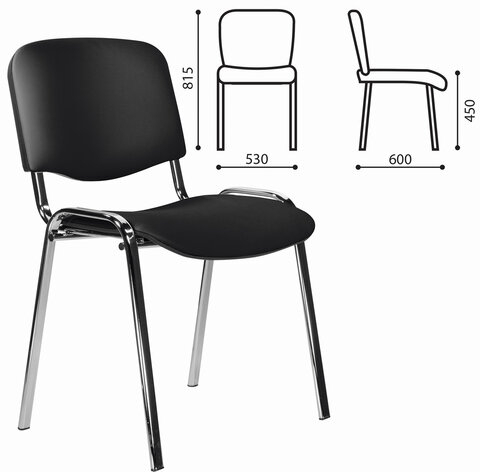 Стул STAFF &quot;Iso Lite CF-008&quot;, хром, кожзам черный (Z-11), 532567