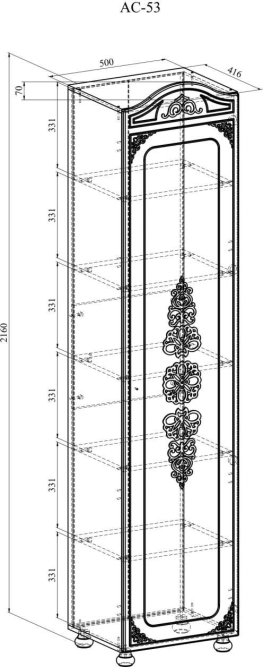 Шкаф Ассоль плюс АС-53К (левый с короной) ваниль