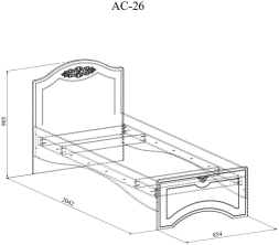 Кровать Ассоль плюс АС-26 (2000х800) ваниль