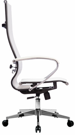 Кресло офисное МЕТТА &quot;К-7&quot; хром, прочная сетка, сиденье и спинка регулируемые, белое