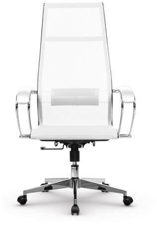 Кресло офисное МЕТТА &quot;К-7&quot; хром, прочная сетка, сиденье и спинка регулируемые, белое