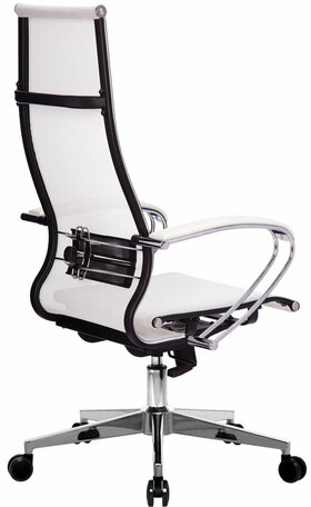 Кресло офисное МЕТТА &quot;К-7&quot; хром, прочная сетка, сиденье и спинка регулируемые, белое