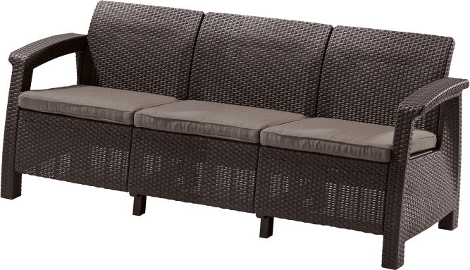 Диван садовый из ротанга Корфу Макс (Corfu love seat max) коричневый