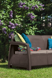 Диван садовый из ротанга Корфу Макс (Corfu love seat max) коричневый