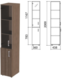 Шкаф закрытый со стеклом Приоритет 4 полки