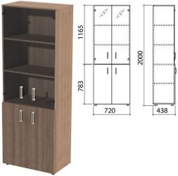 Шкаф закрытый со стеклом Приоритет 4 полки