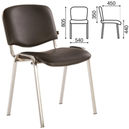 Стул для персонала и посетителей BRABIX "Iso CF-001", хромированный каркас, кожзам черный, 531424