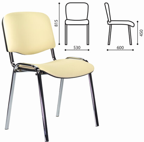 Стул STAFF &quot;Iso Lite CF-008&quot;, хром, кожзам бежевый (Z-21), 532568