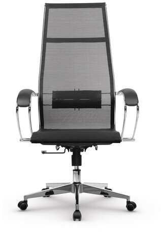 Кресло офисное МЕТТА &quot;К-7&quot; хром, прочная сетка, сиденье и спинка регулируемые, черное