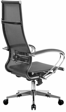 Кресло офисное МЕТТА &quot;К-7&quot; хром, прочная сетка, сиденье и спинка регулируемые, черное