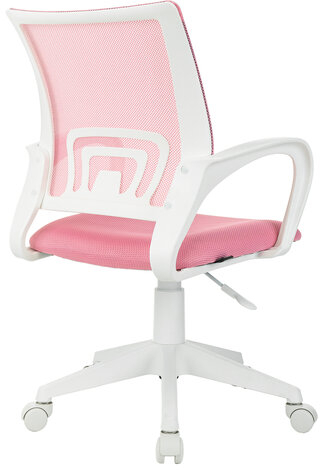 Кресло BRABIX &quot;Fly MG-396W&quot;, с подлокотниками, пластик белый, сетка, розовое, 533008
