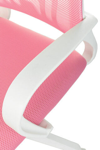 Кресло BRABIX &quot;Fly MG-396W&quot;, с подлокотниками, пластик белый, сетка, розовое, 533008
