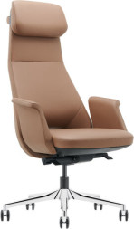 Кресло HAWASAN PREMIUM EX-840 STELLAR, синхромеханизм, алюминий, экокожа, коричневое, 533242