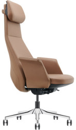 Кресло HAWASAN PREMIUM EX-840 STELLAR, синхромеханизм, алюминий, экокожа, коричневое, 533242