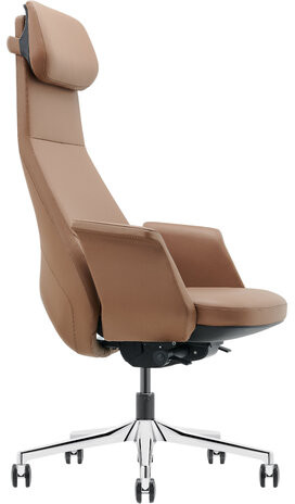 Кресло HAWASAN PREMIUM EX-840 STELLAR, синхромеханизм, алюминий, экокожа, коричневое, 533242