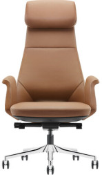 Кресло HAWASAN PREMIUM EX-840 STELLAR, синхромеханизм, алюминий, экокожа, коричневое, 533242