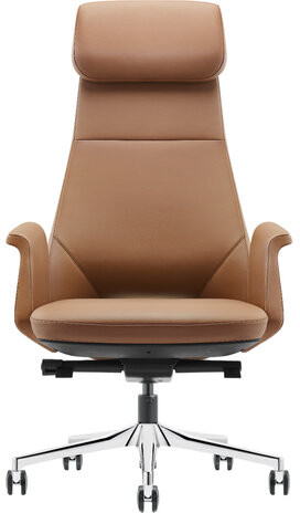 Кресло HAWASAN PREMIUM EX-840 STELLAR, синхромеханизм, алюминий, экокожа, коричневое, 533242