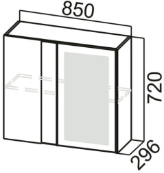 Шкаф навесной со стеклом угловой Ш850ус Грейвуд