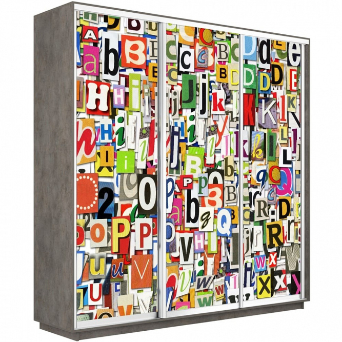Шкаф-купе Экспресс 3-х дверный (Фото №1017 Буквы)