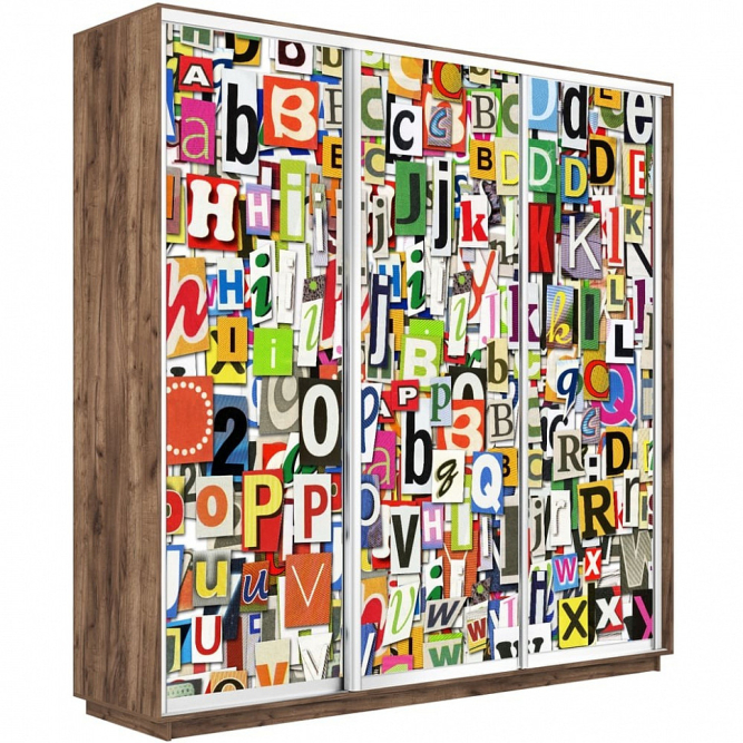 Шкаф-купе Экспресс 3-х дверный (Фото №1017 Буквы)