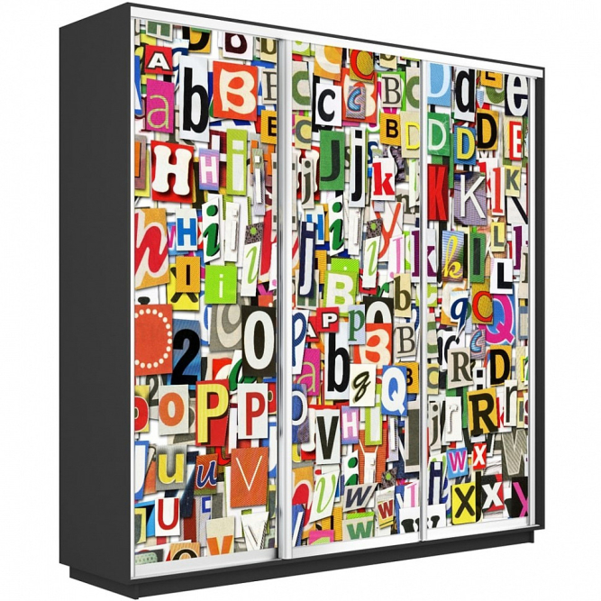 Шкаф-купе Экспресс 3-х дверный (Фото №1017 Буквы)