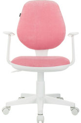 Кресло детское BRABIX &quot;Fancy MG-201W&quot;, с подлокотниками, пластик белый, ткань вельветовая, розовое, 533009