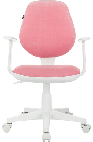 Кресло детское BRABIX &quot;Fancy MG-201W&quot;, с подлокотниками, пластик белый, ткань вельветовая, розовое, 533009