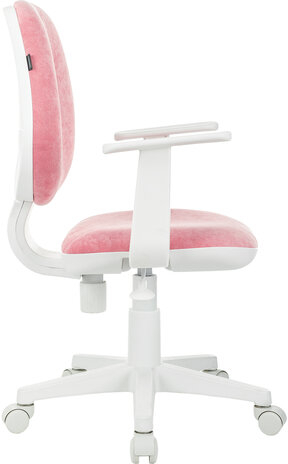 Кресло детское BRABIX &quot;Fancy MG-201W&quot;, с подлокотниками, пластик белый, ткань вельветовая, розовое, 533009
