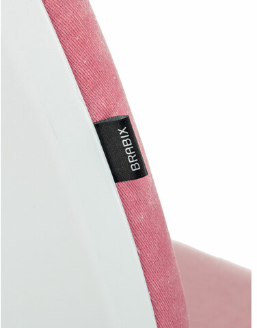 Кресло детское BRABIX &quot;Fancy MG-201W&quot;, с подлокотниками, пластик белый, ткань вельветовая, розовое, 533009