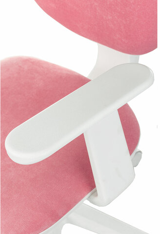 Кресло детское BRABIX &quot;Fancy MG-201W&quot;, с подлокотниками, пластик белый, ткань вельветовая, розовое, 533009